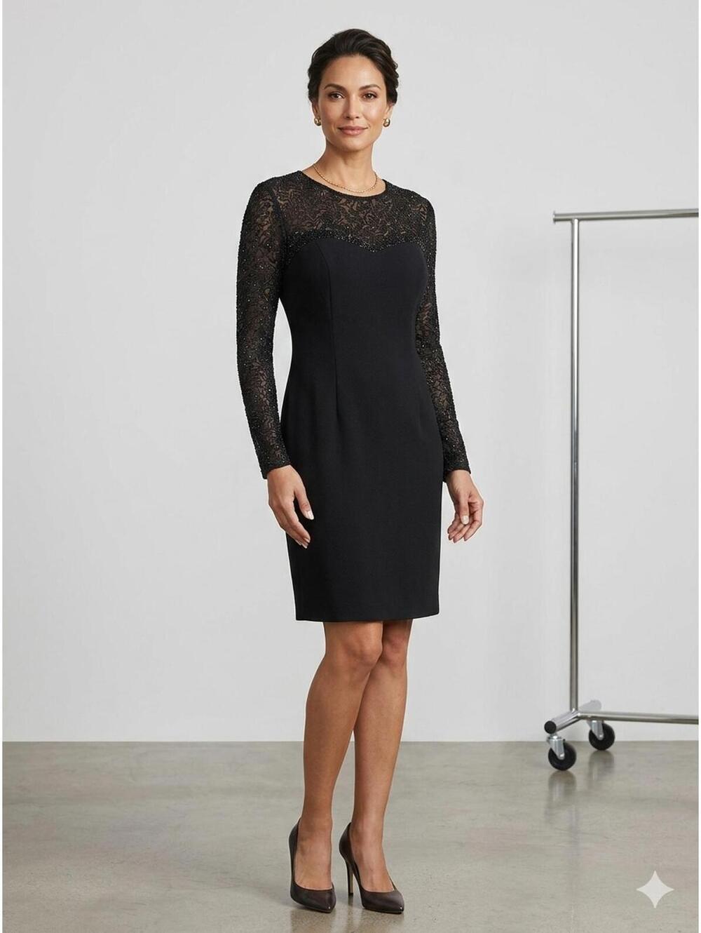 Vintage Oleg Cassini Petite Black Cocktail Dress 8